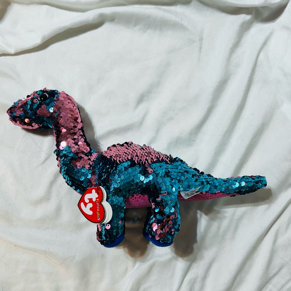 Ty Flippables “Temor” Sparkling Sequin Dinosaur in Pink and Blue